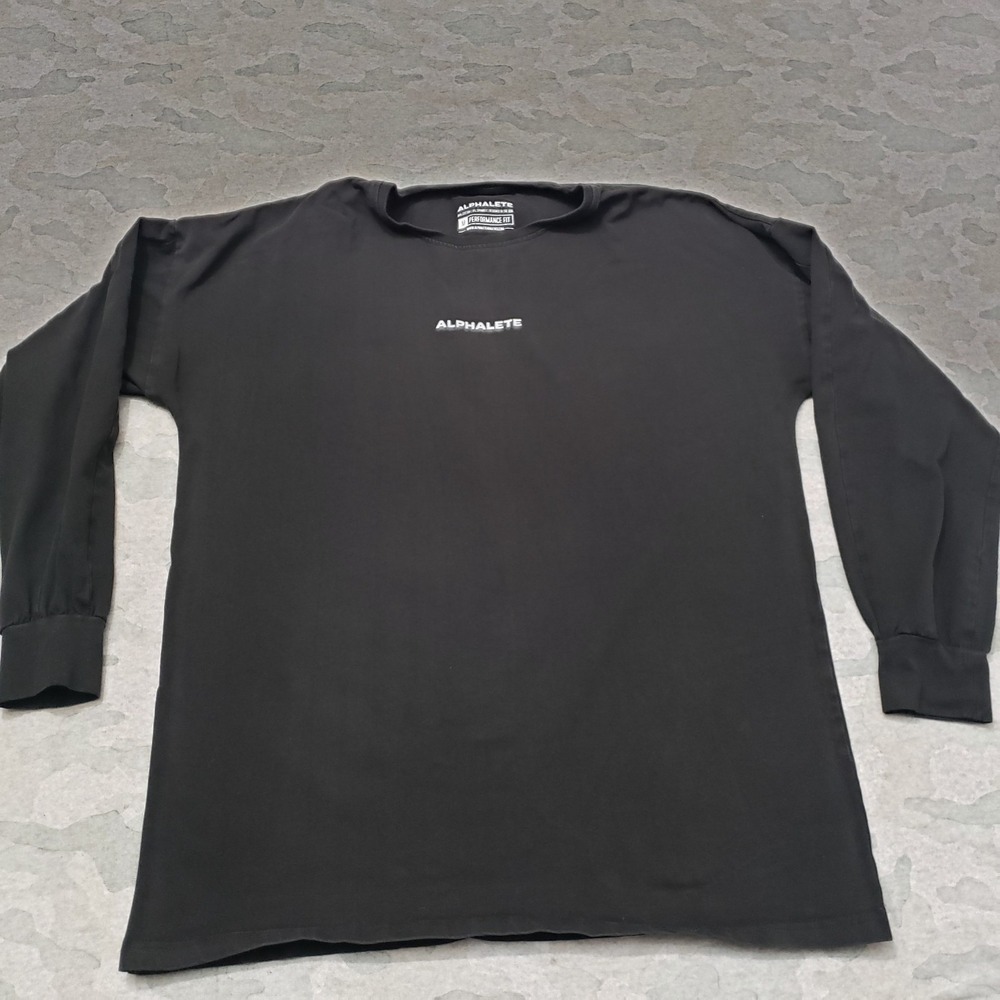 Alphalete Shirt Mens Medium Black Pullover Long Sleeve